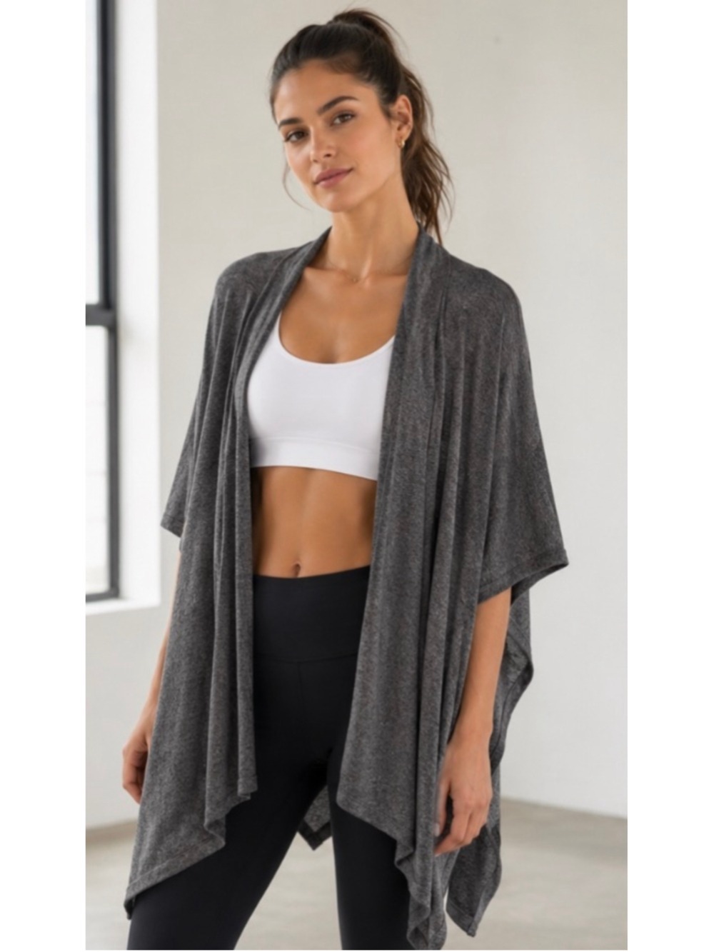 Beyond Yoga Poncho Sweater Grey Size XS/S Fits up to L Oversized